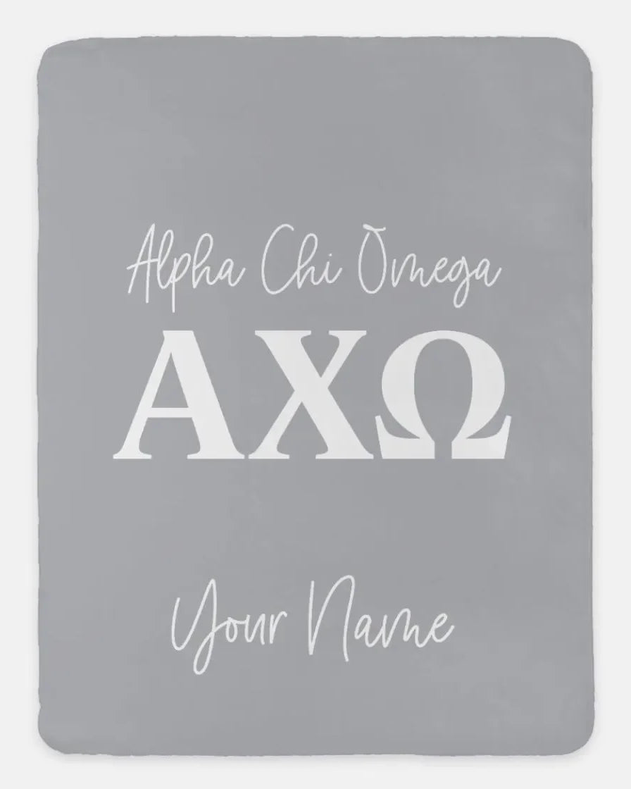 Personalized Alpha Chi Omega XL 60x80 Sherpa Blanket Chord Throw Blankets
