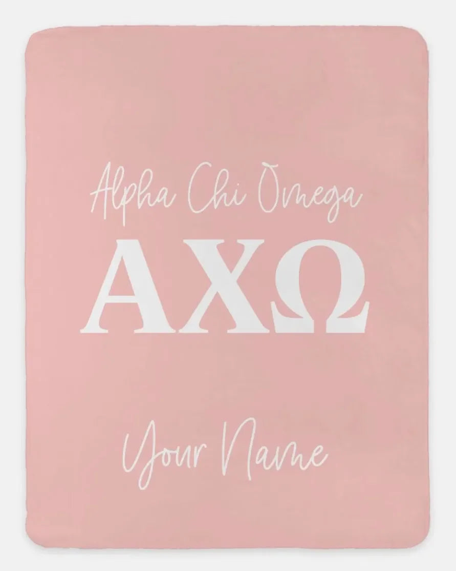 Personalized Alpha Chi Omega XL 60x80 Sherpa Blanket Hera Throw Blankets