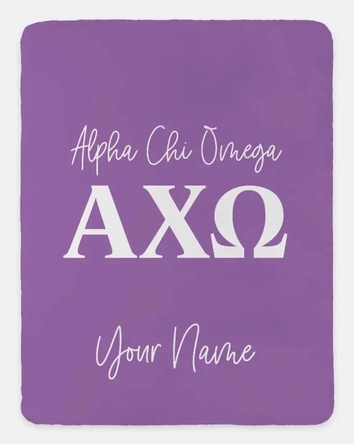 Personalized Alpha Chi Omega XL 60x80 Sherpa Blanket Iris Throw Blankets