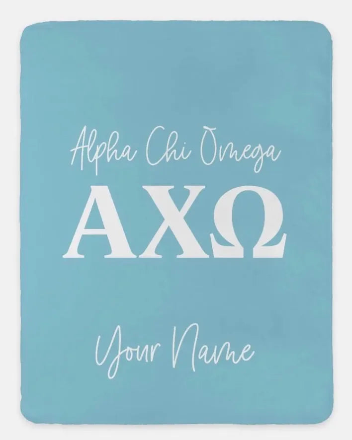 Personalized Alpha Chi Omega XL 60x80 Sherpa Blanket Olympus Throw Blankets