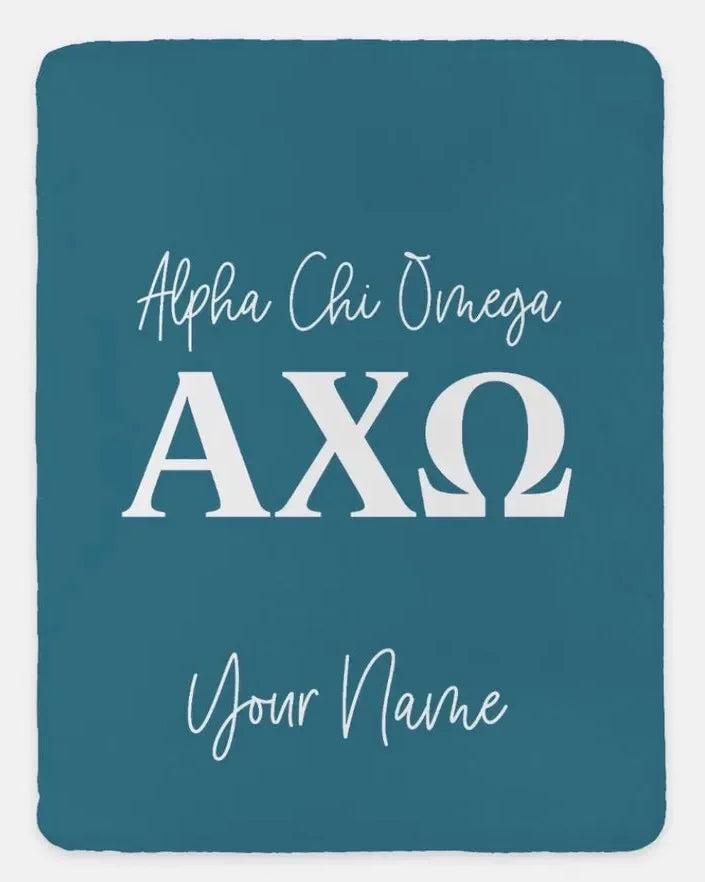 Personalized Alpha Chi Omega XL 60x80 Sherpa Blanket Vega Throw Blankets