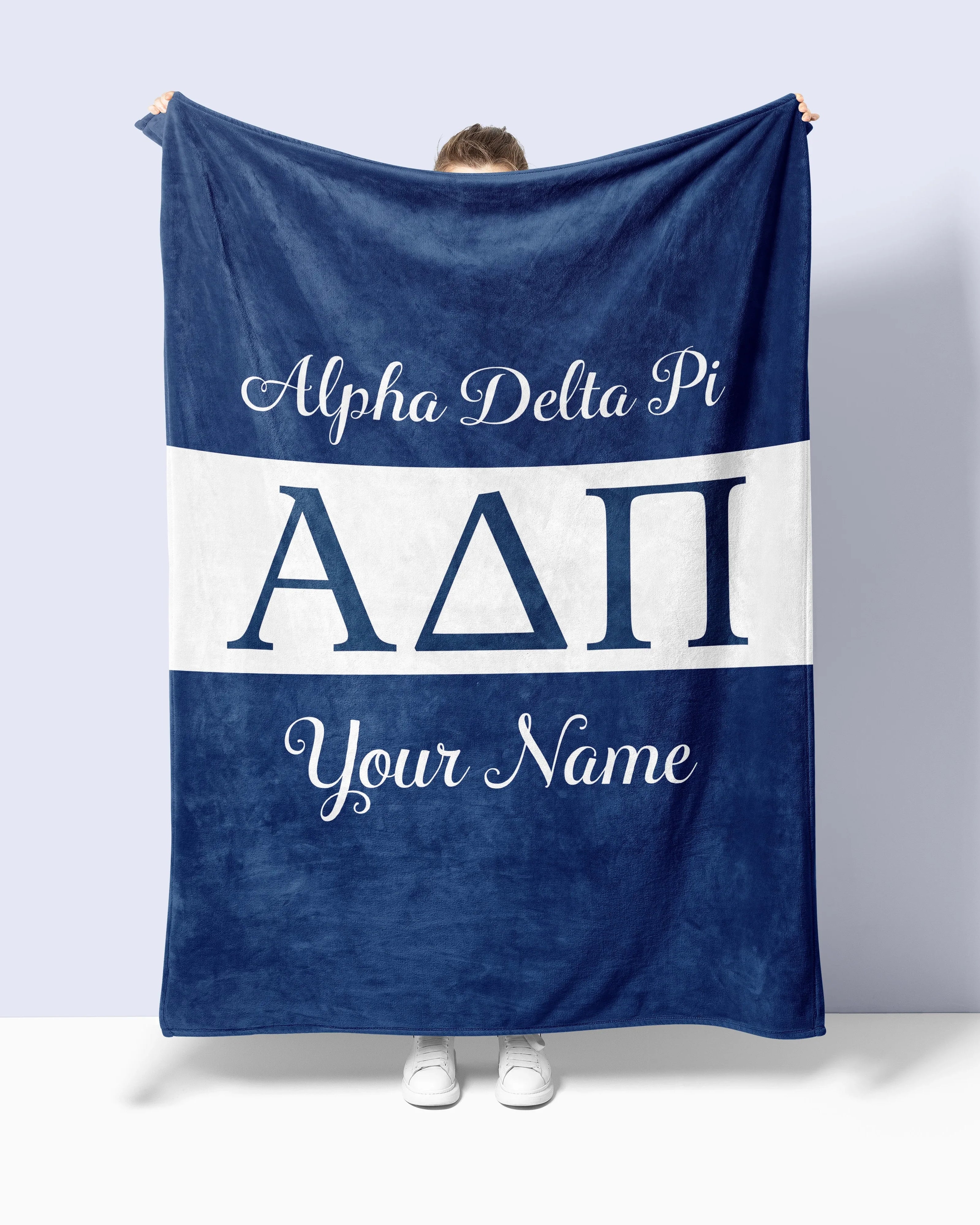 Personalized Alpha Delta Pi XL 60x80 Sherpa Throw Blanket - Greek Letters