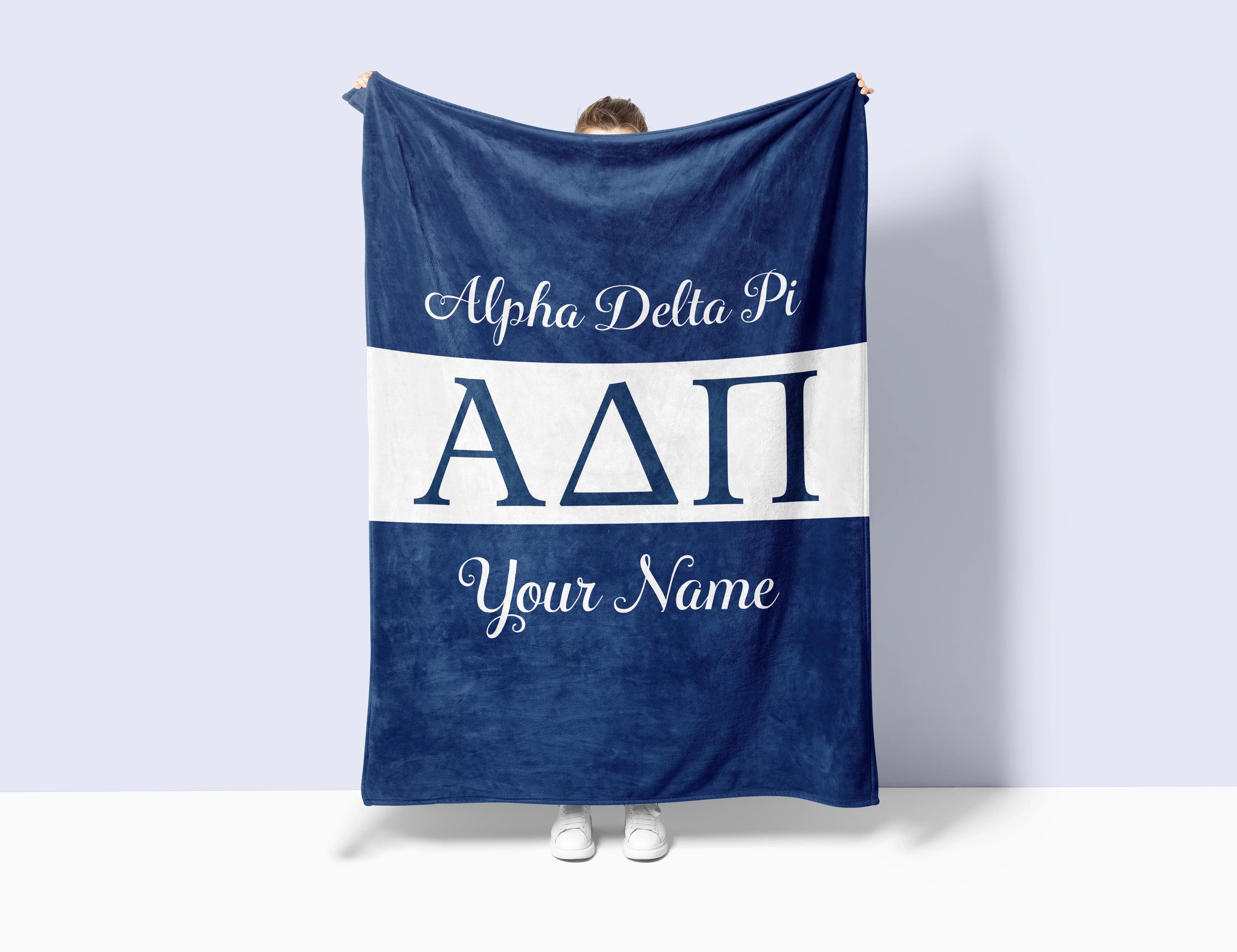 Personalized Alpha Delta Pi XL 60x80 Sherpa Throw Blanket - Greek Letters