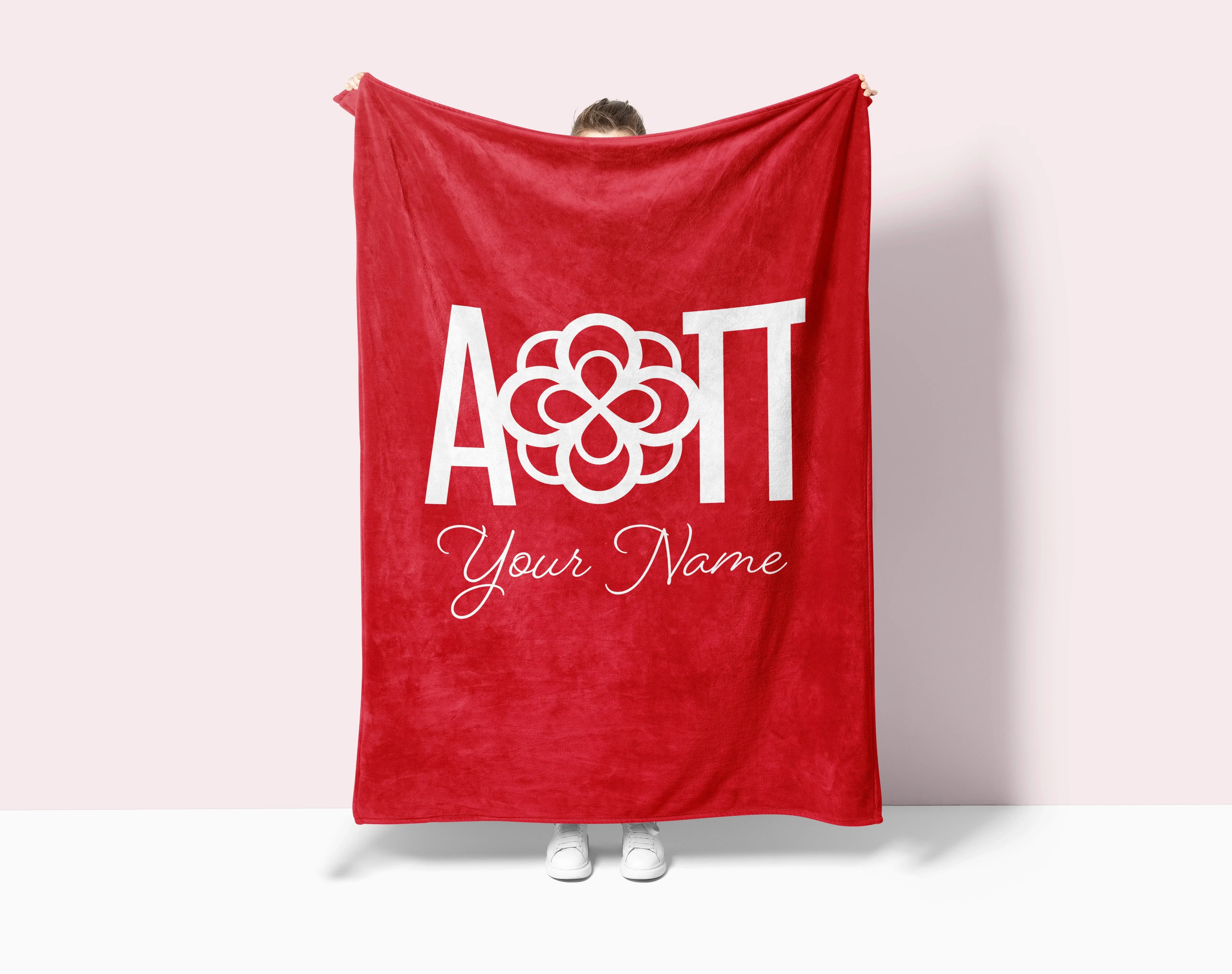 Personalized Alpha Omicron Pi Sherpa Blanket - Greek Letters 60"x80"