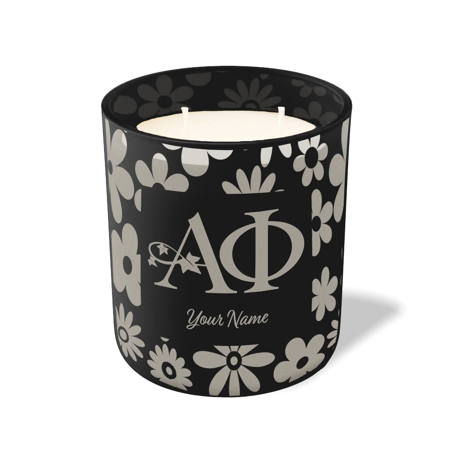 Personalized Alpha Phi Engraved Glow Candle 12 oz. - Floral Collection