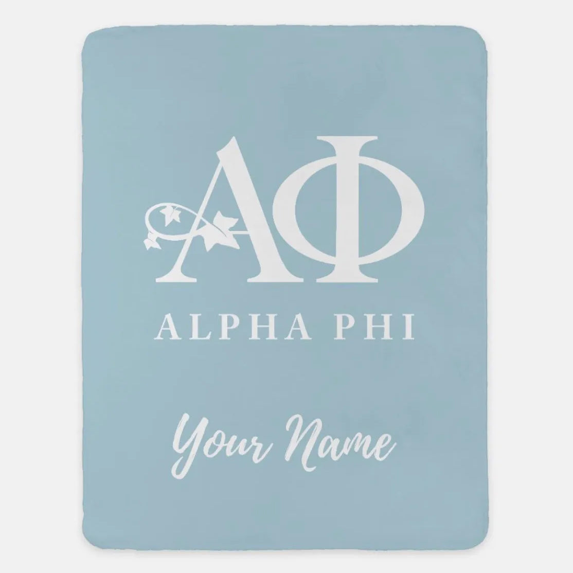 Personalized Alpha Phi XL 60x80 Sherpa Blanket Blue Throw Blankets