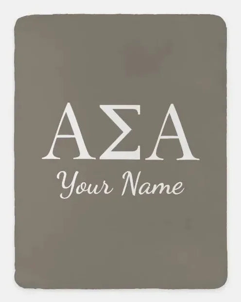 Personalized Alpha Sigma Alpha XL 60x80 Throw Blanket - Greek Letters Tan Throw Blankets