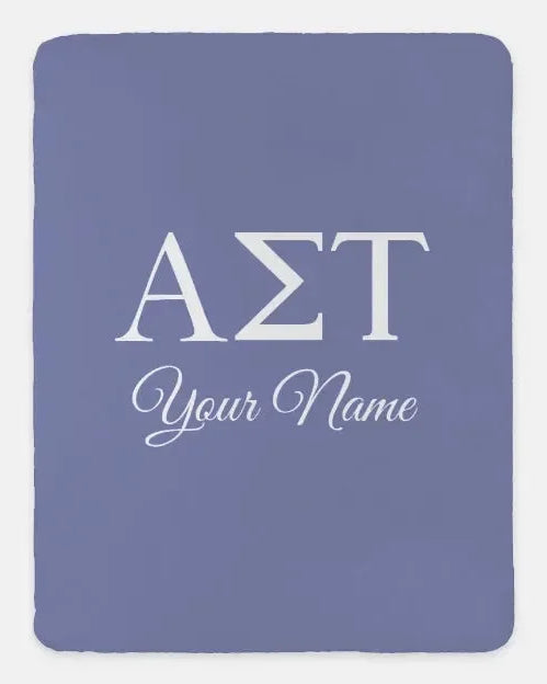 Personalized Alpha Sigma Tau XL 60x80 Sherpa Throw Blanket Purple Throw Blankets