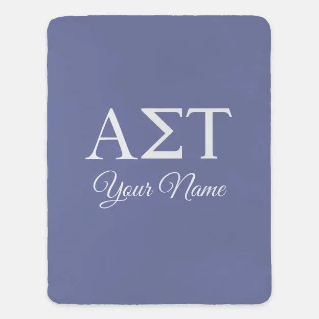 Personalized Alpha Sigma Tau XL 60x80 Sherpa Throw Blanket Purple Throw Blankets
