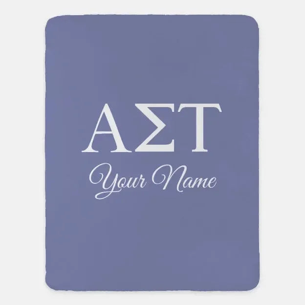 Personalized Alpha Sigma Tau XL 60x80 Sherpa Throw Blanket Purple Throw Blankets
