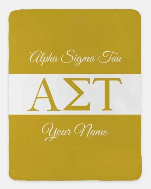 Personalized Alpha Sigma Tau XL 60x80 Throw Blanket - Greek Letters Gold Throw Blankets