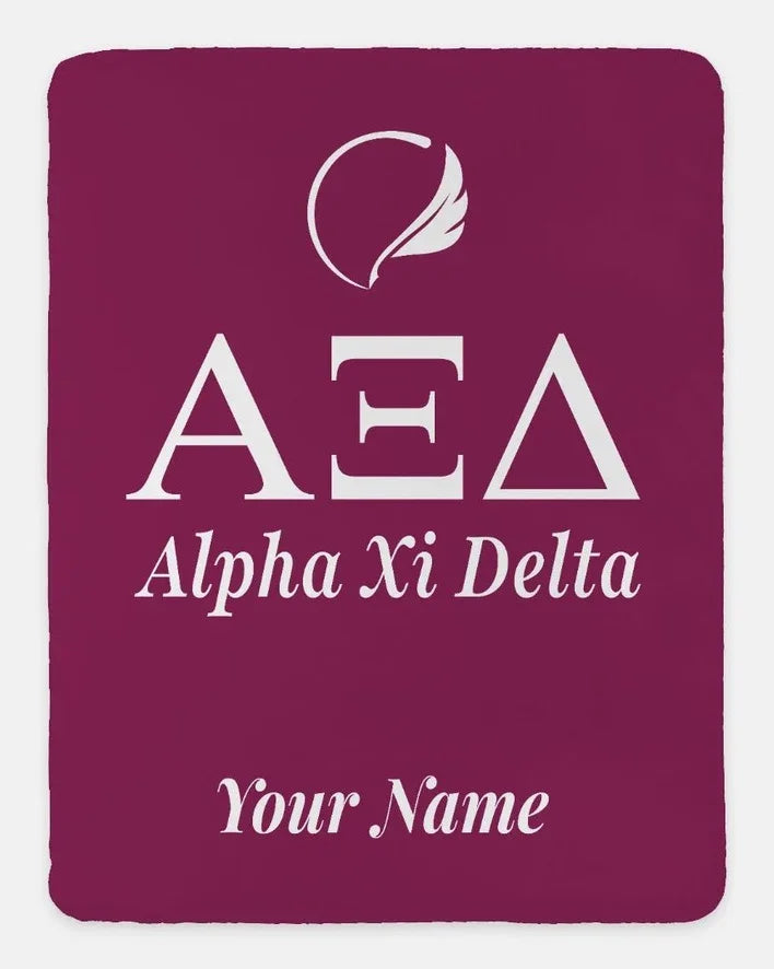 Personalized Alpha Xi Delta Blanket XL 60x80 | AXiD Gifts