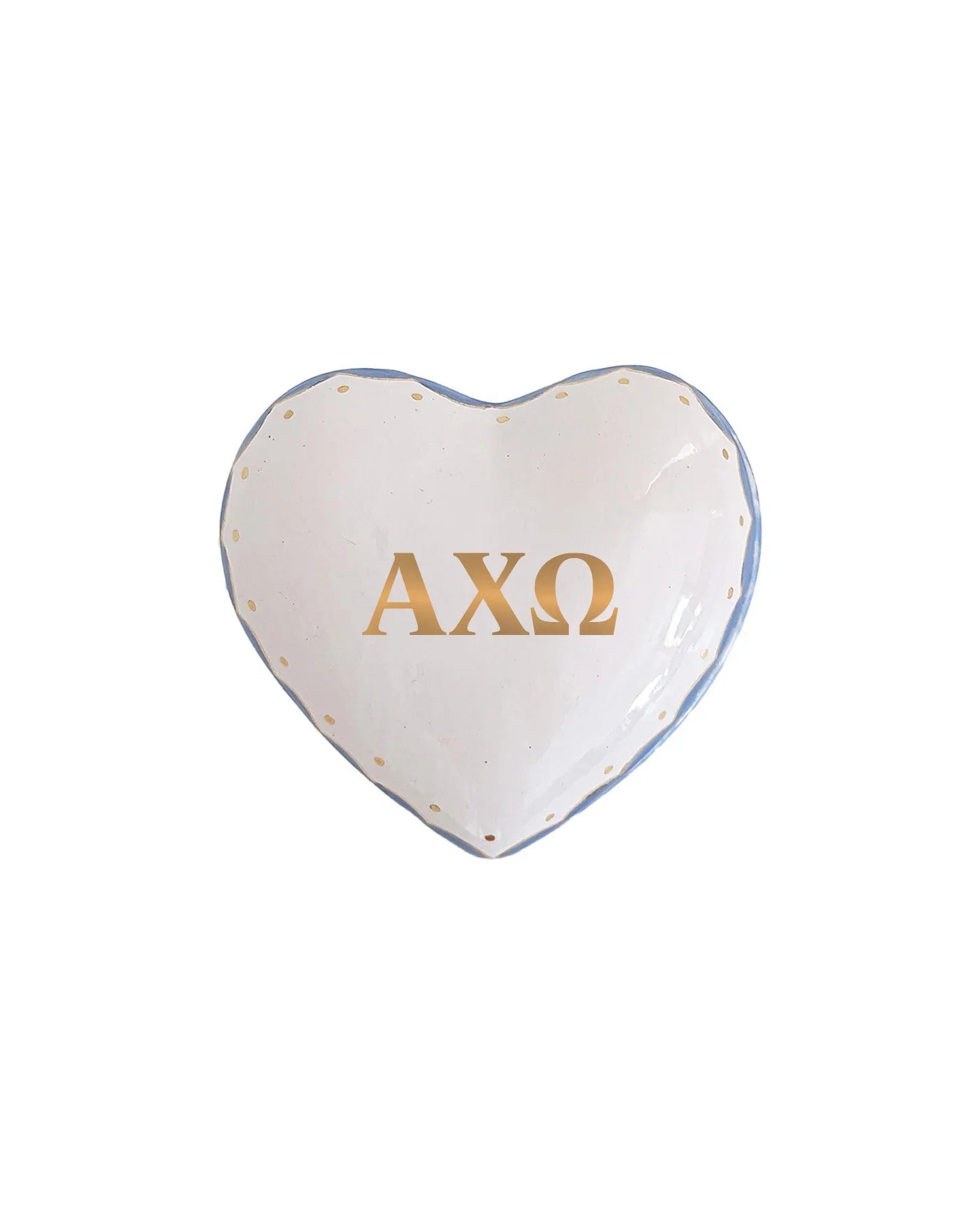 Personalized Date Alpha Chi Omega Gold Monogrammed Heart Jewelry Dish