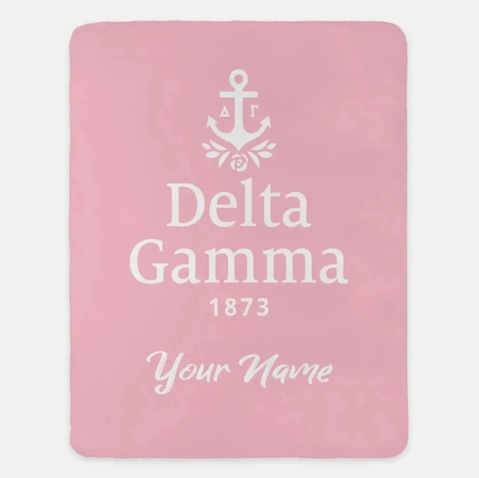 Personalized Delta Gamma XL 60x80 Sherpa Throw Blanket Pink Throw Blankets
