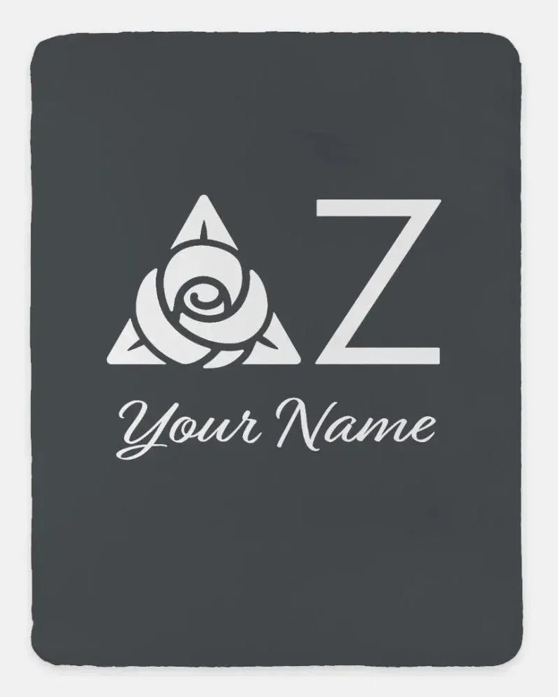 Personalized Delta Zeta XL 60x80 Sherpa Throw Blanket Gray Throw Blankets