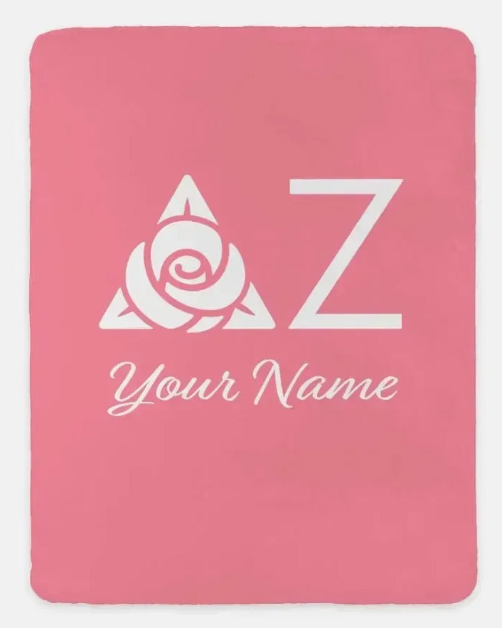 Personalized Delta Zeta XL 60x80 Sherpa Throw Blanket Pink Throw Blankets