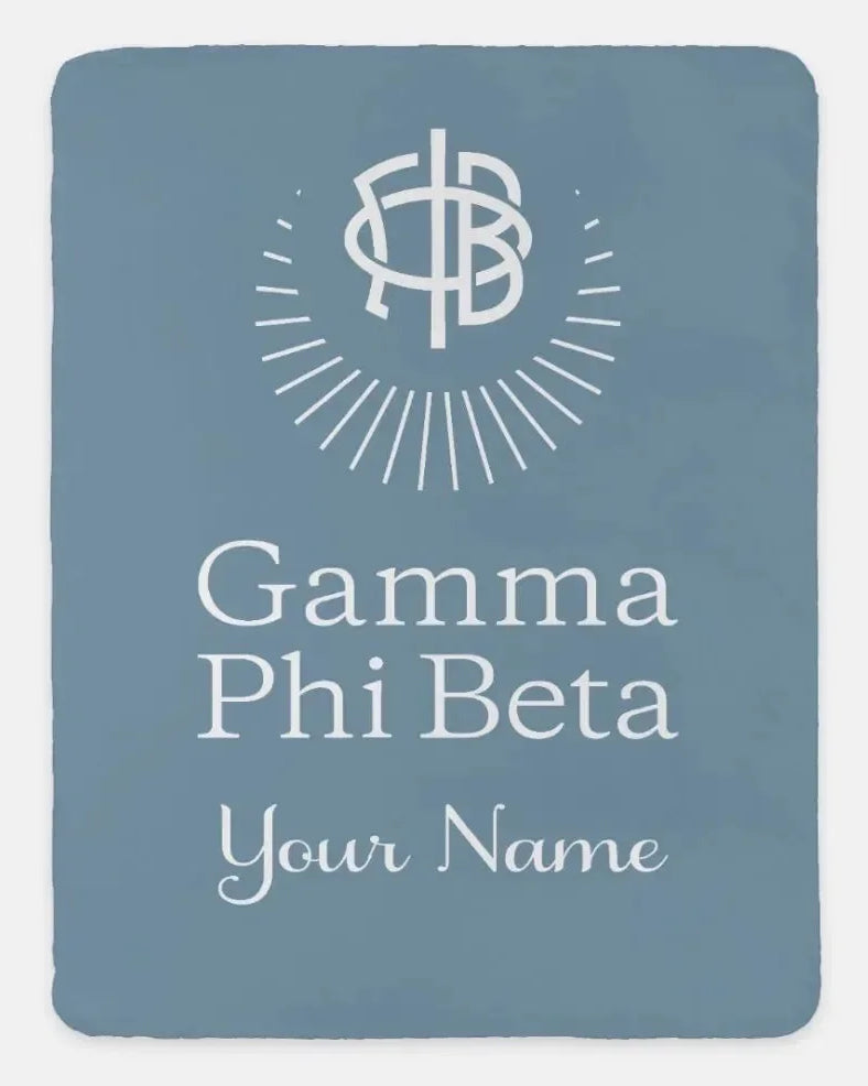 Personalized Gamma Phi Beta XL 60x80 Sherpa Throw Blanket Blue Moon Throw Blankets