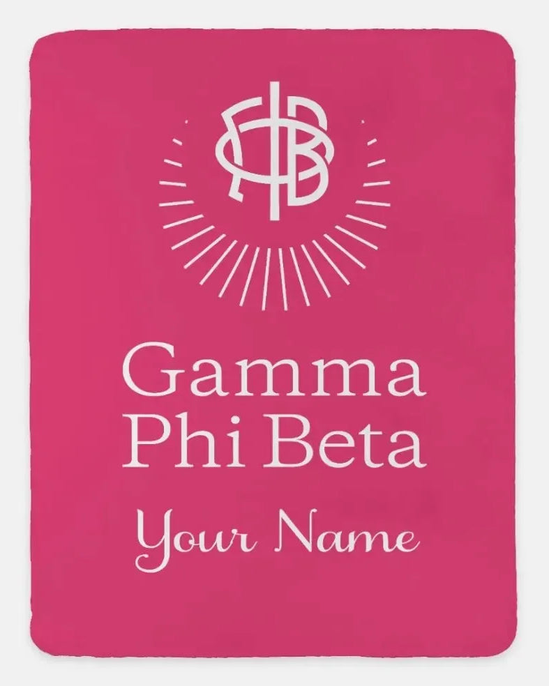 Personalized Gamma Phi Beta XL 60x80 Sherpa Throw Blanket Carnation Throw Blankets