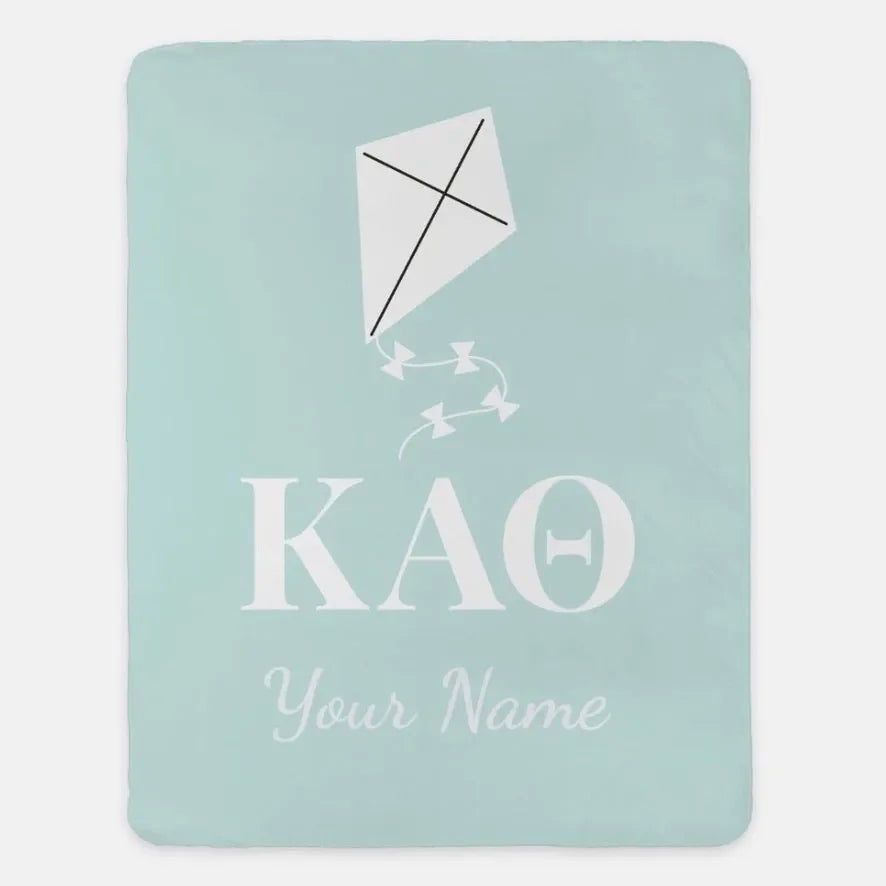 Personalized Kappa Alpha Theta XL 60x80 Sherpa Blanket Blue Throw Blankets