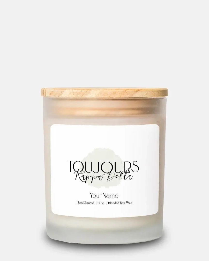 Personalized Kappa Delta Frosted Glass Candle (Hand Poured 11 oz)- Toujours Candles
