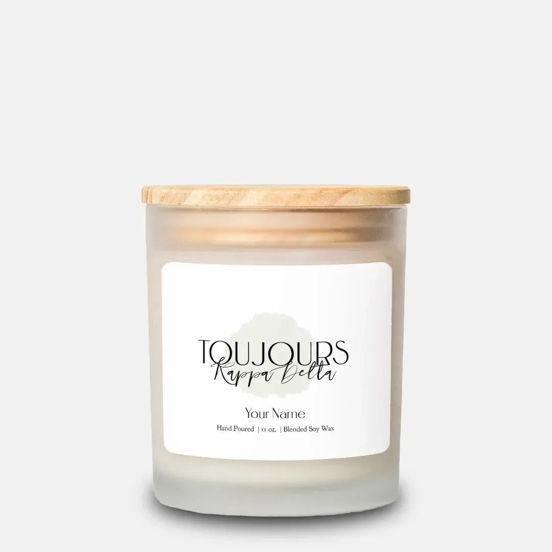 Personalized Kappa Delta Frosted Glass Candle (Hand Poured 11 oz)- Toujours Candles
