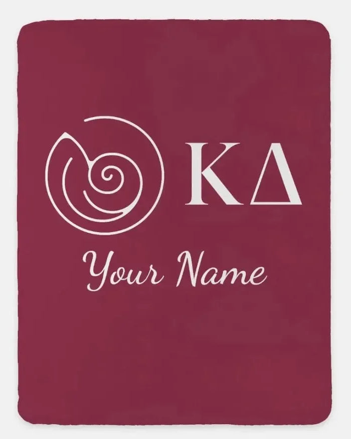 Personalized Kappa Delta XL 60x80 Sherpa Throw Blanket Burgundy Throw Blankets