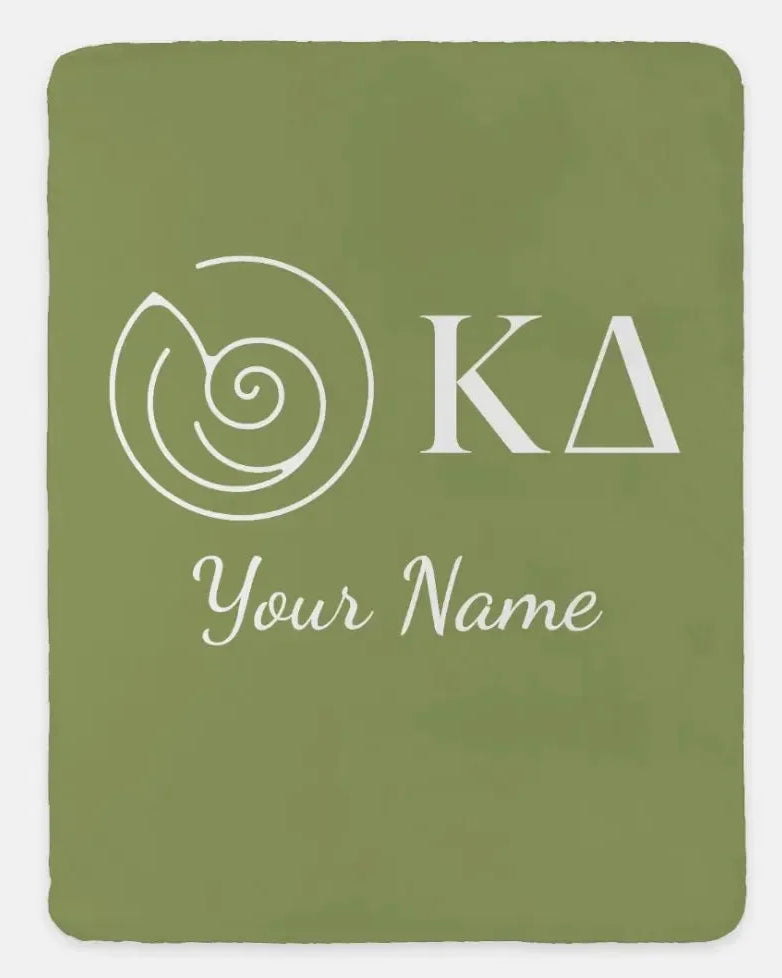 Personalized Kappa Delta XL 60x80 Sherpa Throw Blanket Olive Throw Blankets