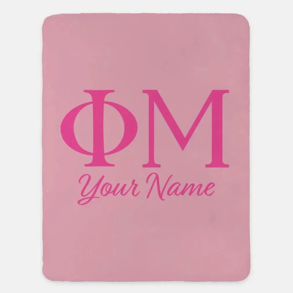 Personalized Phi Mu XL 60x80 Sherpa Throw Blanket Petals Pink Throw Blankets