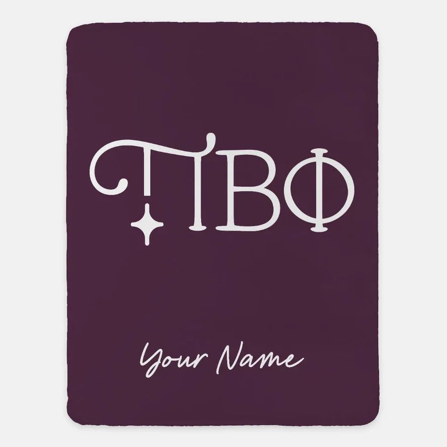 Personalized Pi Beta Phi XL 60x80 Sherpa Throw Blanket Greek Letters Dark Berry