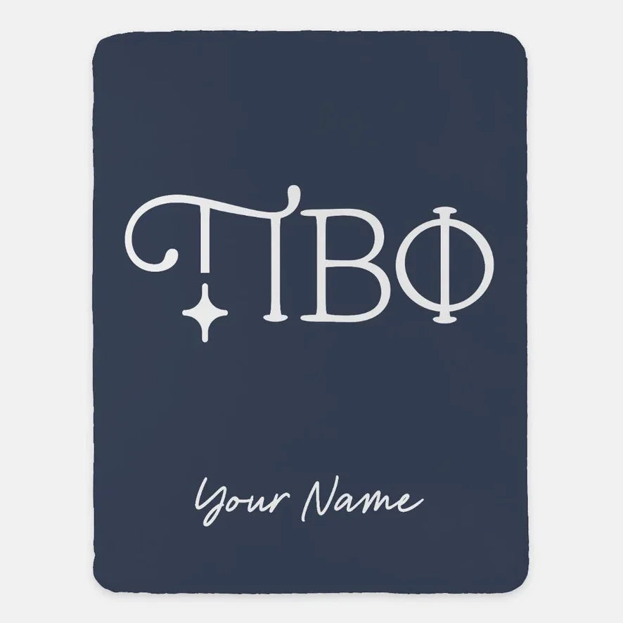 Personalized Pi Beta Phi XL 60x80 Sherpa Throw Blanket Greek Letters Pi Phi Black