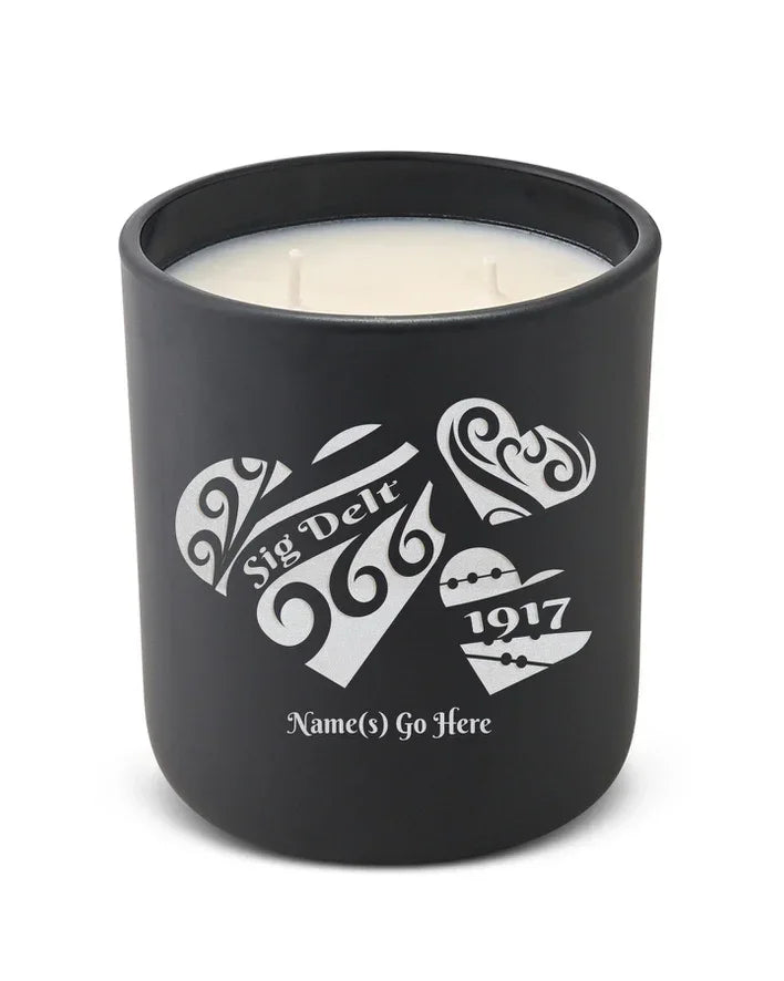Personalized Sig Delt Laser Engraved Glow Candle 12 oz. - Hearts