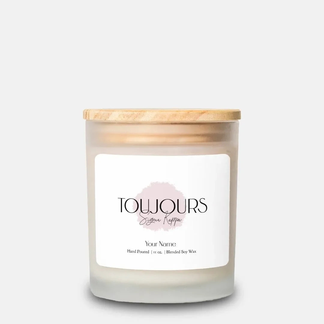 Personalized Sigma Kappa Frosted Glass Candle - Toujours (Hand Poured 11 oz) Candles