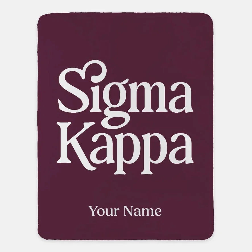 Personalized Sigma Kappa XL 60x80 Sherpa Throw Blanket | Sig Kap Gifts