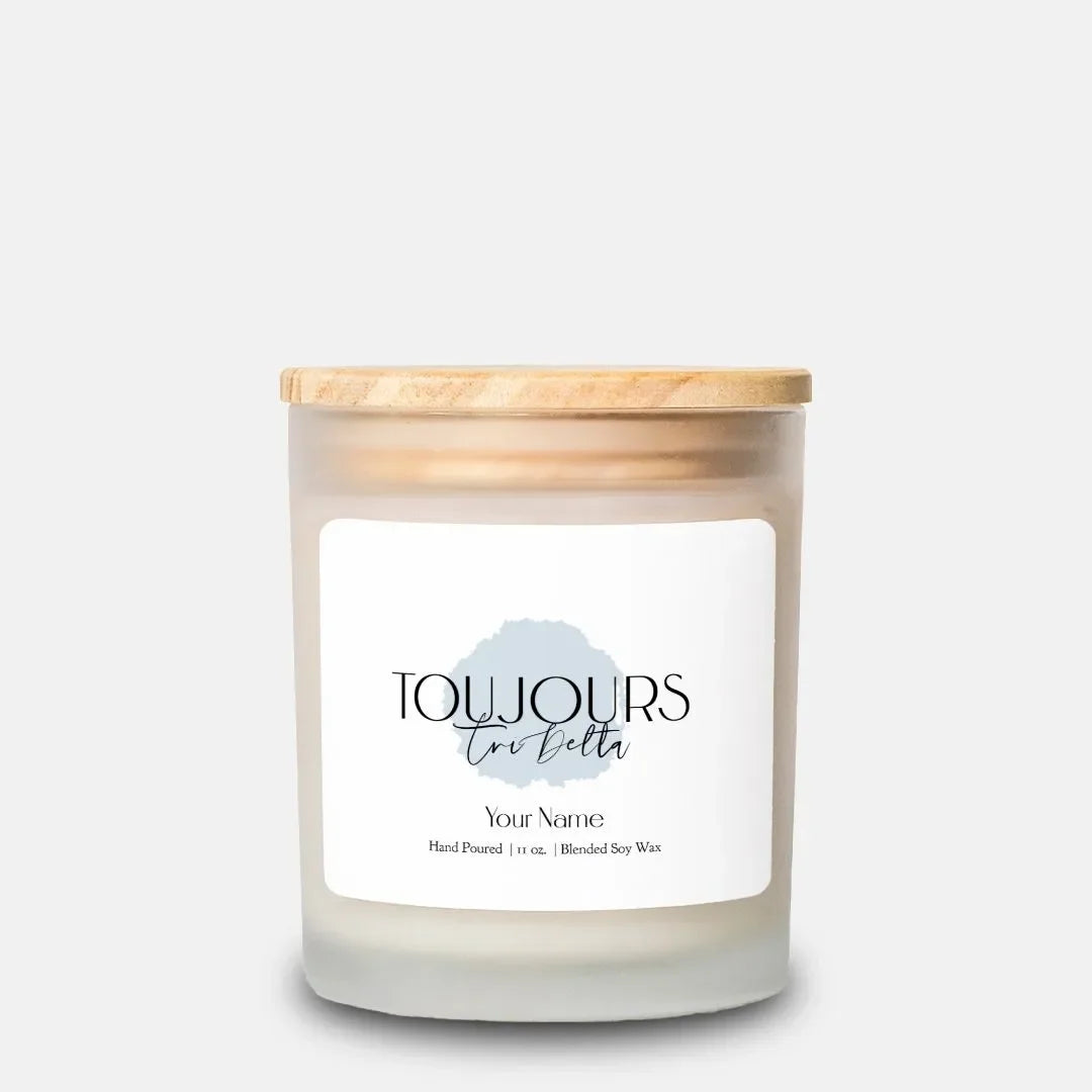 Personalized Tri Delta Frosted Glass Candle (Hand Poured 11 oz) - Toujours Candles