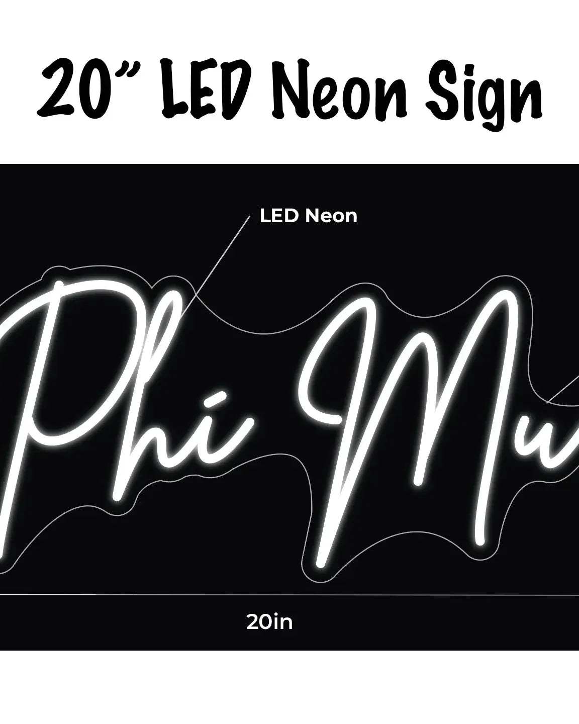 Phi Mu LED Neon Sign w/ Dimmer Neon Signs