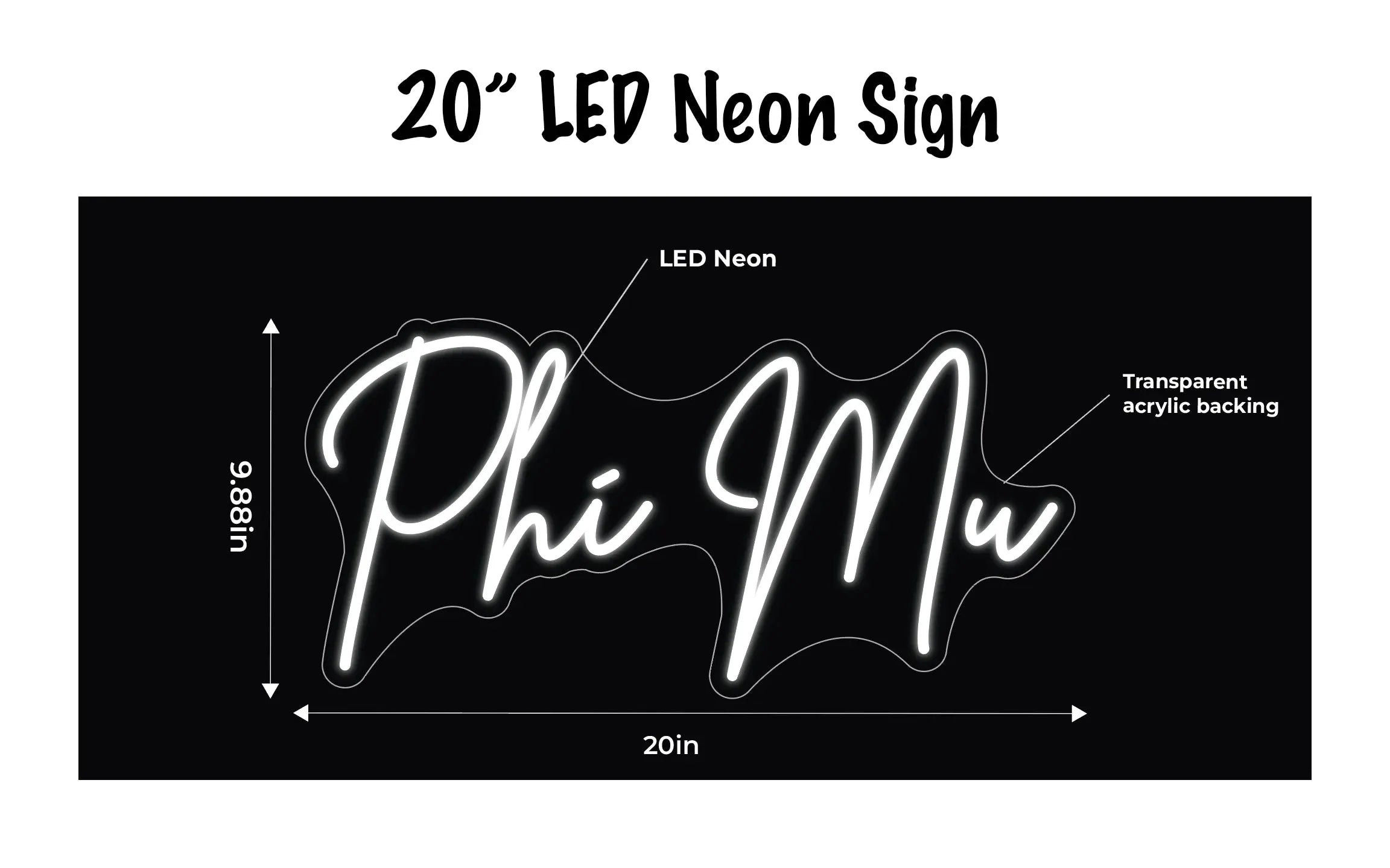 Phi Mu LED Neon Sign w/ Dimmer Neon Signs