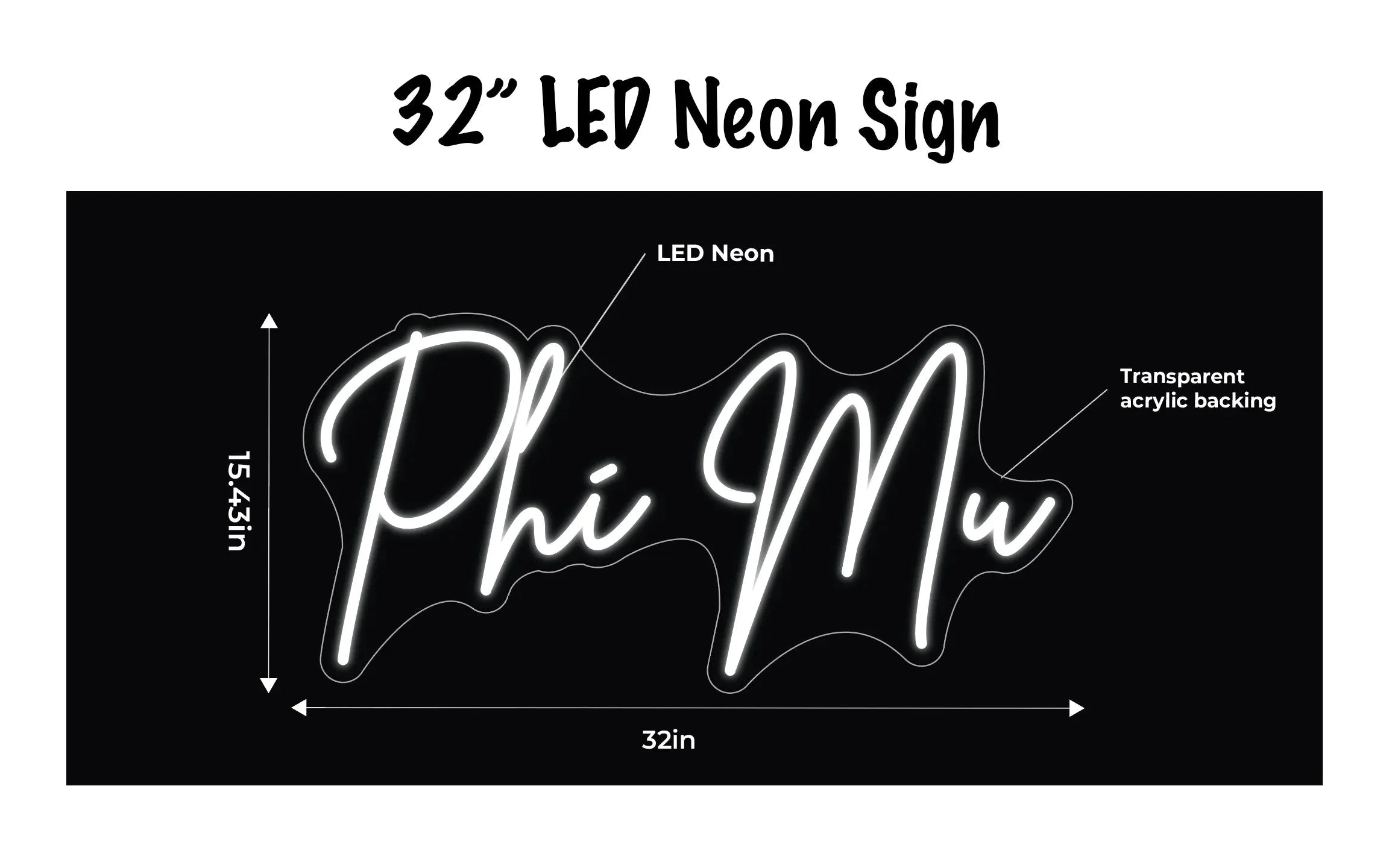 Phi Mu LED Neon Sign w/ Dimmer Neon Signs