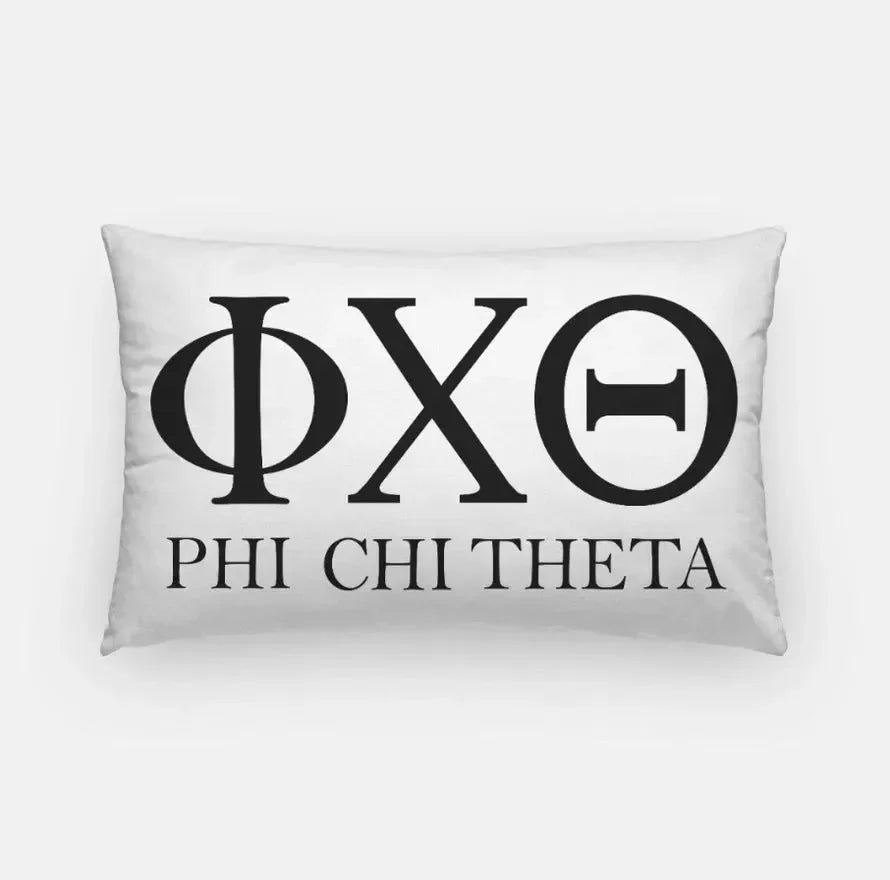 Phi Chi Theta Lumbar Throw Pillow - Greek Letters Black