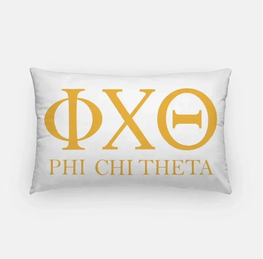 Phi Chi Theta Lumbar Throw Pillow - Greek Letters Gold