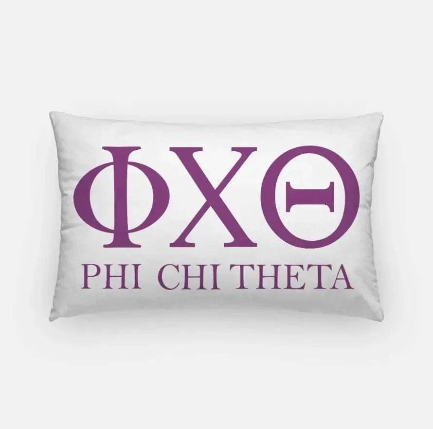 Phi Chi Theta Lumbar Throw Pillow - Greek Letters Purple