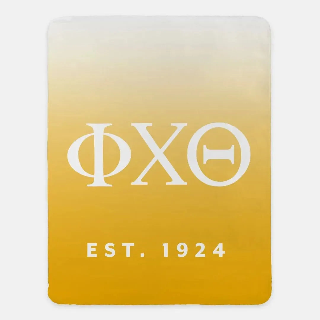 Phi Chi Theta XL 60x80 Sherpa Blanket - Gold Gradient Throw Blankets