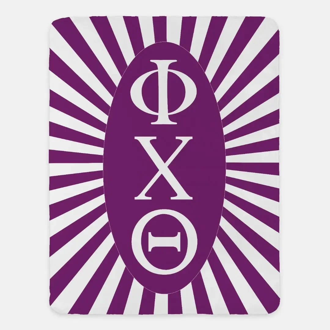 Phi Chi Theta XL 60x80 Sherpa Blanket - Purple Starburst Throw Blankets
