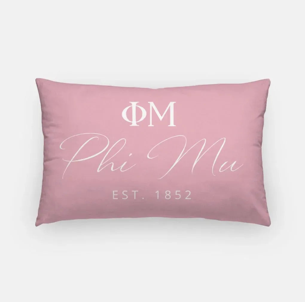 Phi Mu 1852 Lumbar Pillow Blush