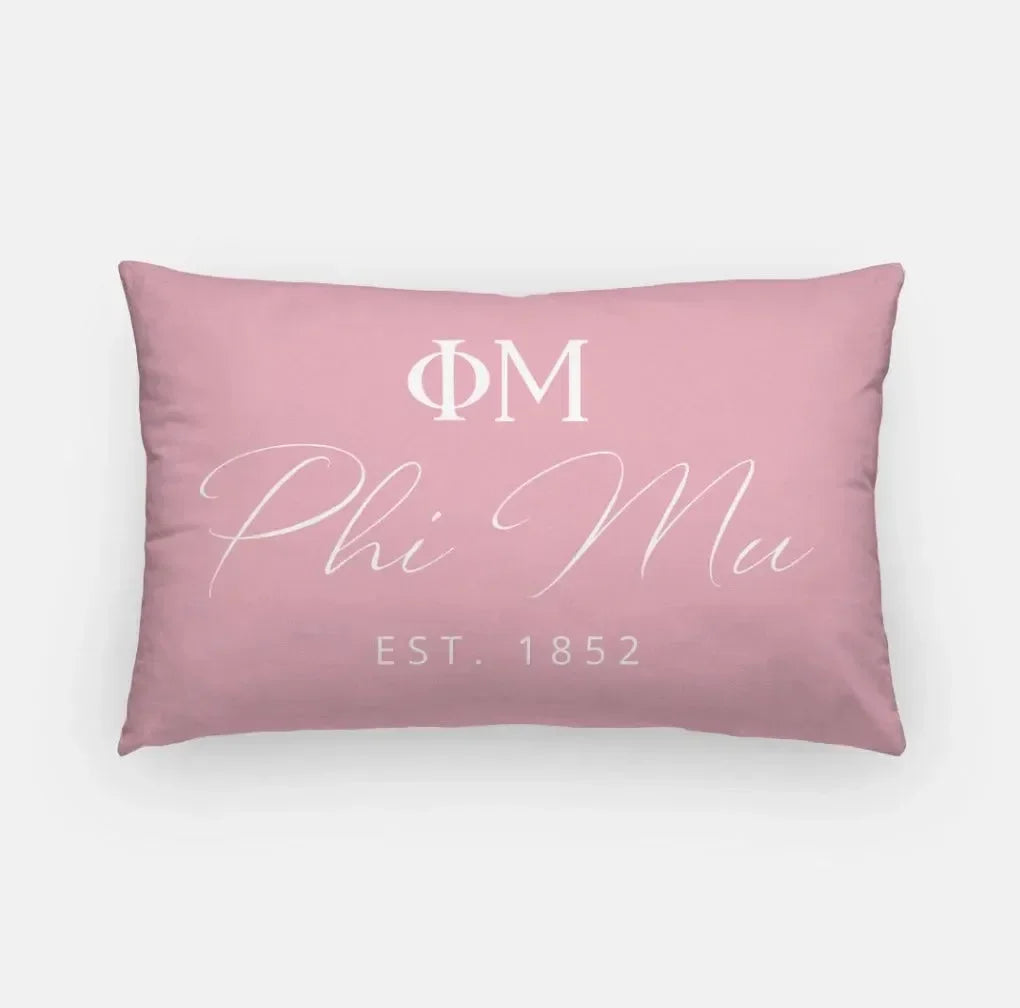 Phi Mu 1852 Lumbar Pillow Blush