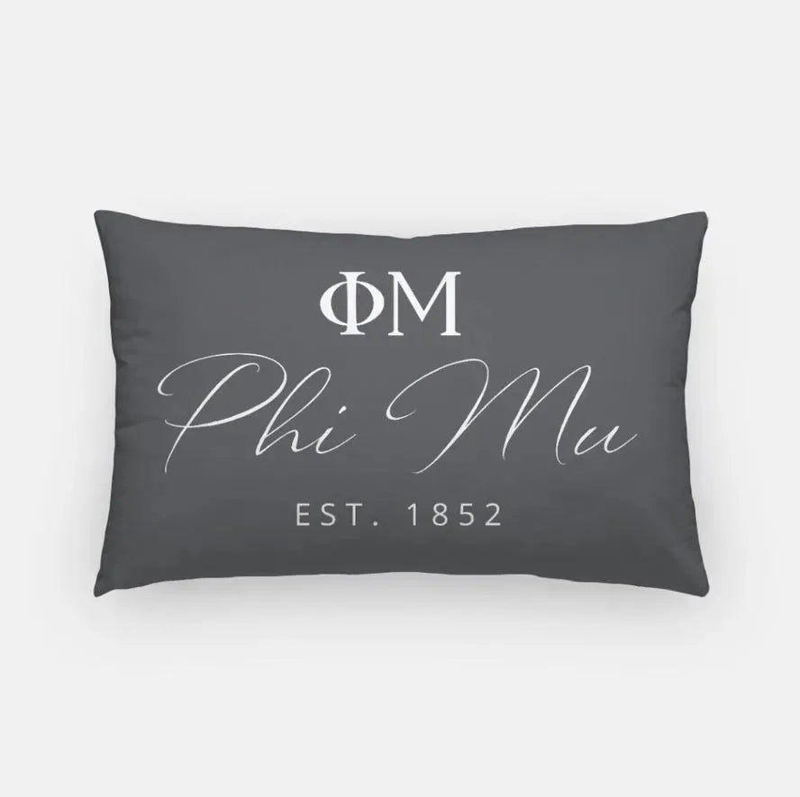 Phi Mu 1852 Lumbar Pillow Charcoal