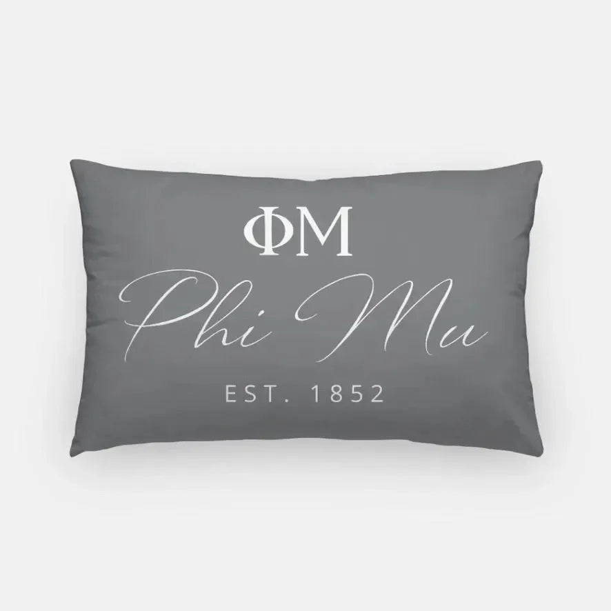 Phi Mu 1852 Lumbar Pillow Light Gray