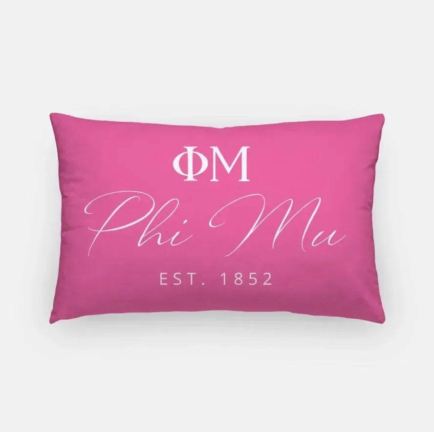 Phi Mu 1852 Lumbar Pillow Pink