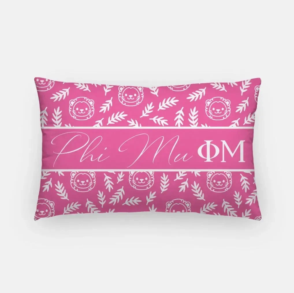 Phi Mu Lumbar Pillow - Little Lions Pink