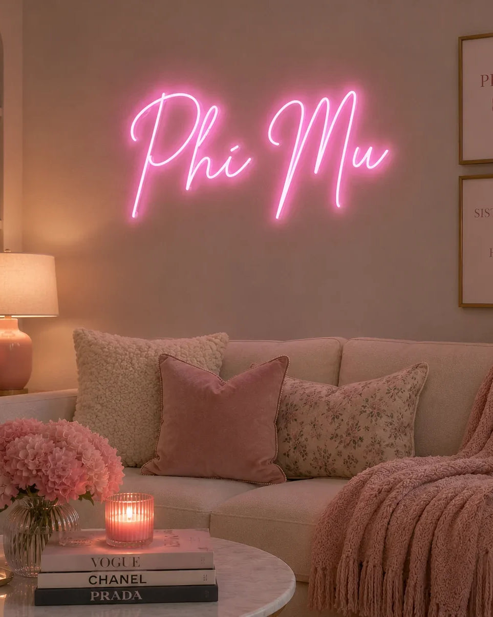 Phi Mu LED Neon Sign with Dimmer | Greek Letters