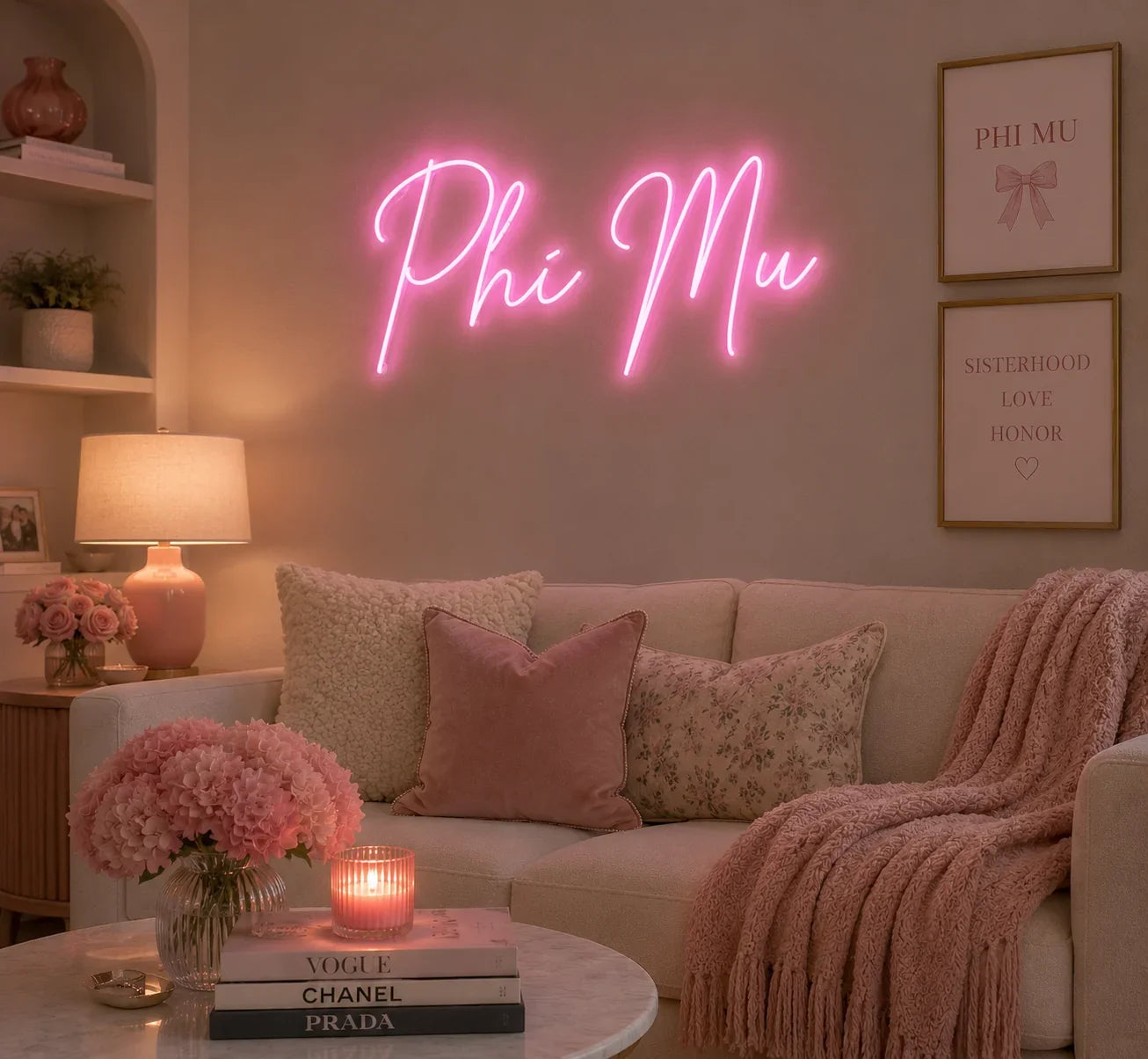 Phi Mu LED Neon Sign with Dimmer | Greek Letters